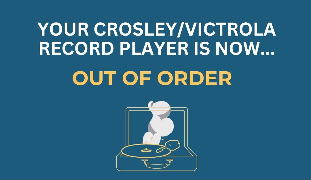 Banner showing a suitcase record player with steam coming out of it