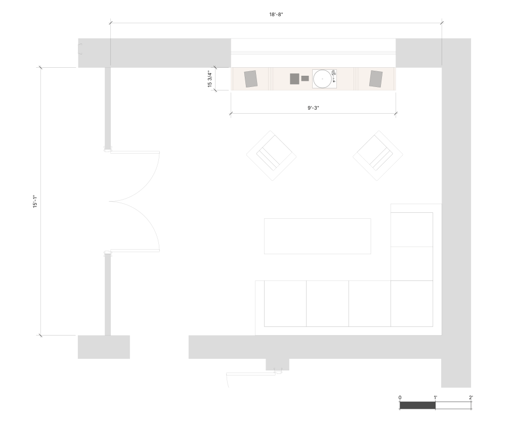 Floorplan of the Goldilocks Zone design in a typical living room