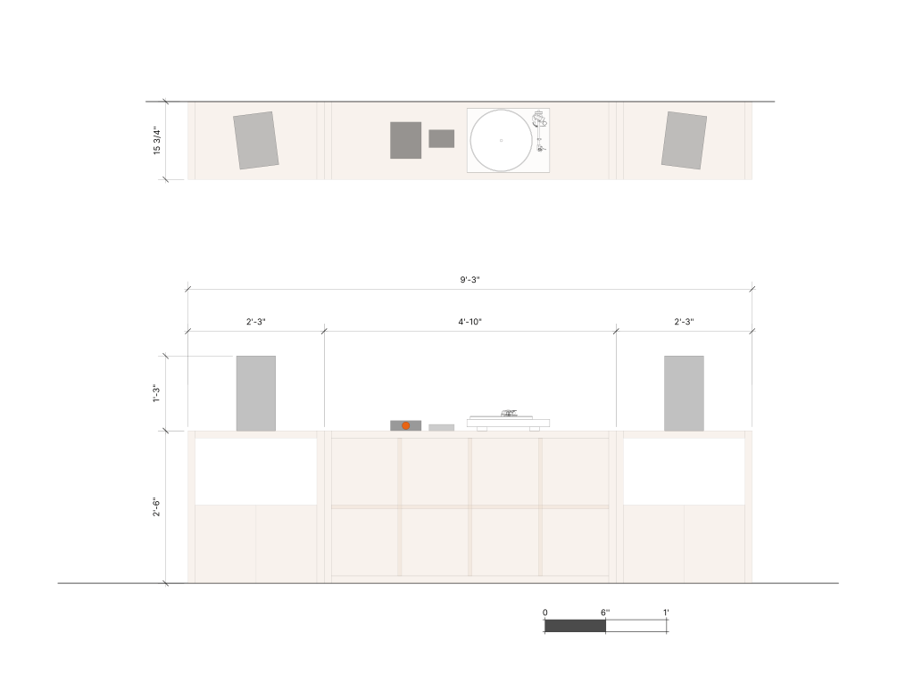Plan/Elevation of the Goldilocks Zone design in a typical living room