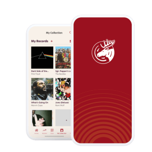 moose vinyl collection management app mockup showing app ui/ux