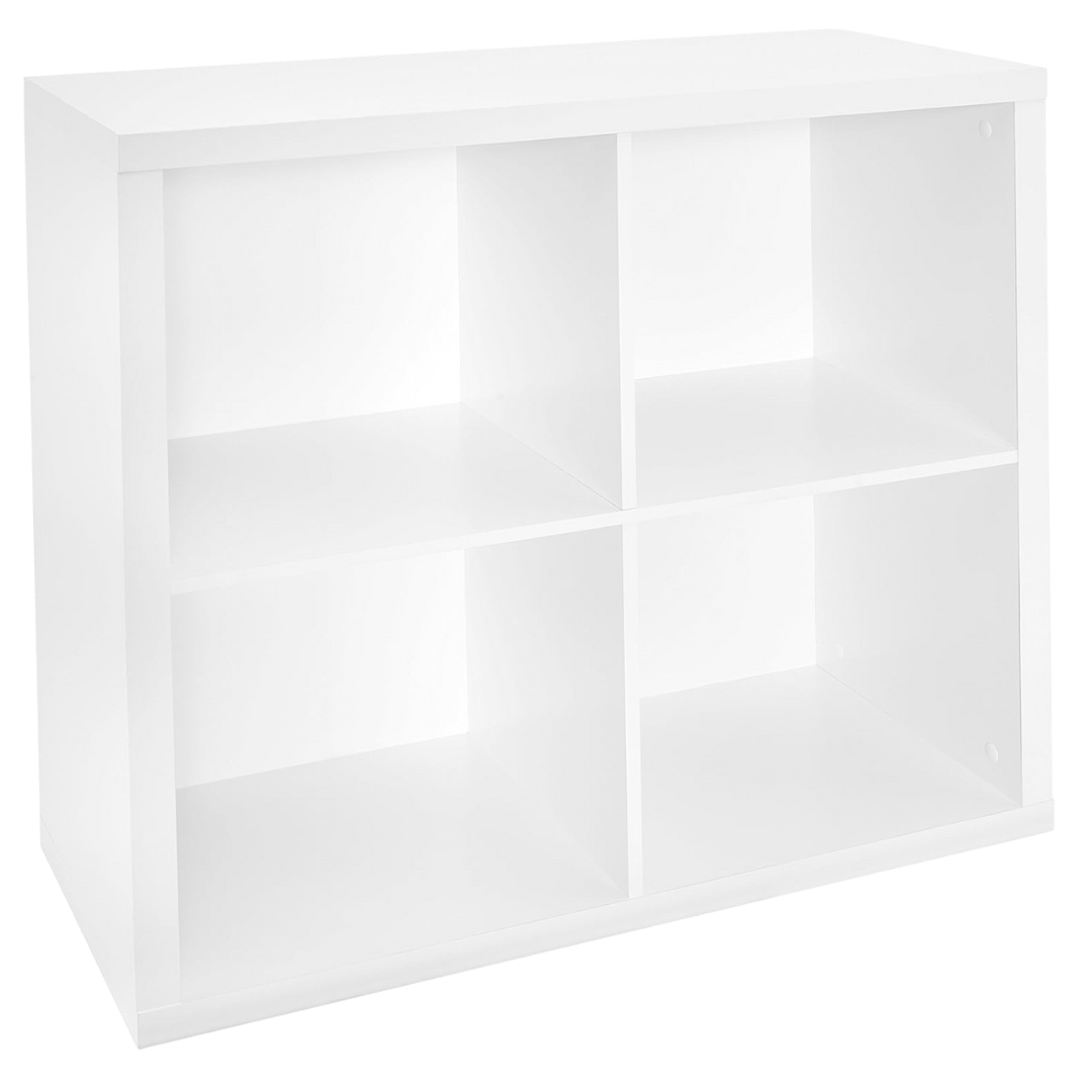 White ClosetMaid 4-cube organizer shelf with a simple, modern design for storage or display.