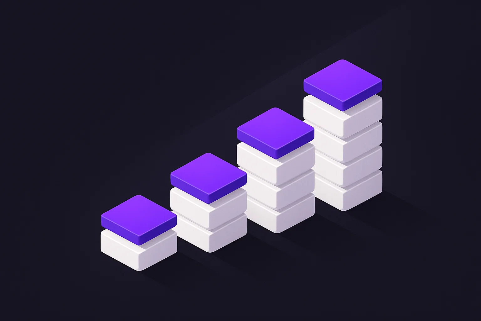 Minimal graphic showing stacked blocks increasing in value, representing how much are my vinyl records worth and how record collections gain value over time